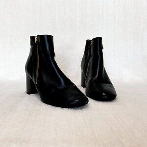 Cole Haan Black Leather Side Zip Ankle Heeled Boots Size 8